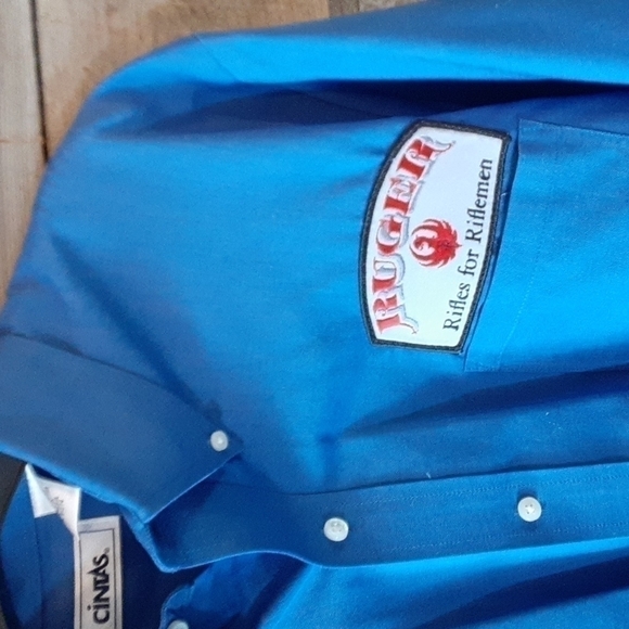 Ruger rifles for Rifleman men's Cintas work shirt long sleeve button down blue - Picture 1 of 11